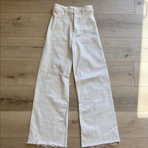 Zara Cream Flare Wide Leg Jeans